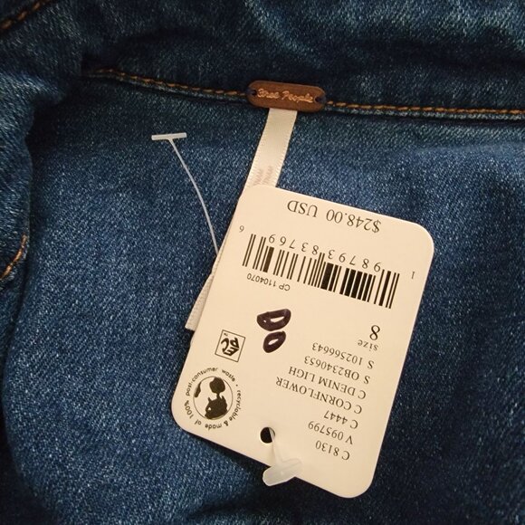 Free People Alexa Mini Dress Set Womens 8 Denim Jacket Country Contemporary - Picture 13 of 13